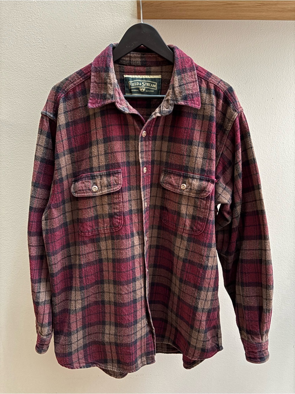Field & Stream VTG late 90s Y2K red/brown flannel button-down shirt L/XL